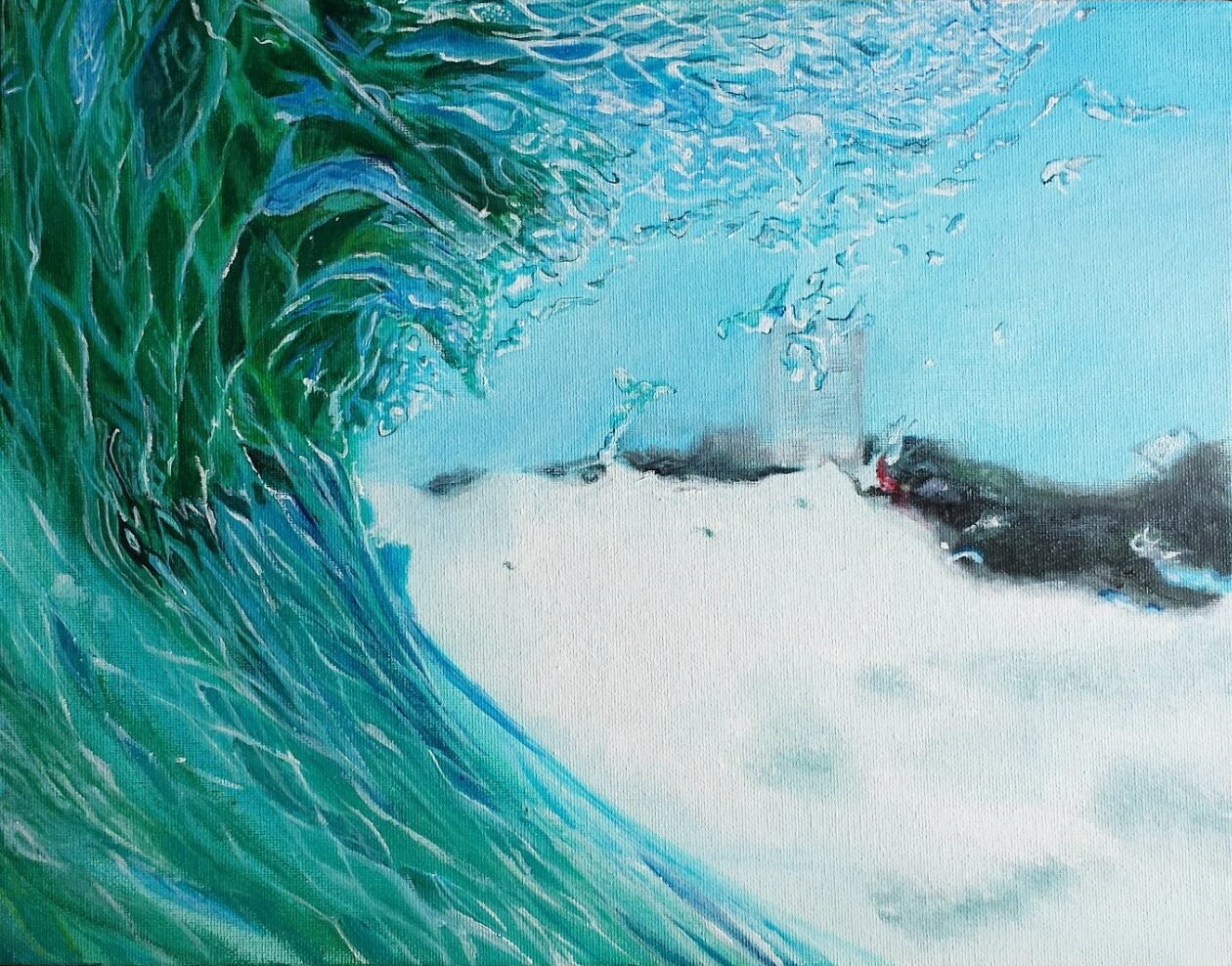 Turquoise Spray. 10 X 14 Acrylic.